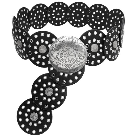 Рutсuku Accessories - 3159 Wide Disc Belts For Women Vintage Western Waist Belt Concho Leather